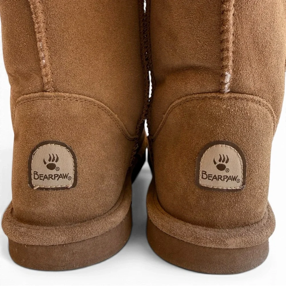 Bearpaw Emma Short Hickory Suede‎ Sheepskin Wool Lined Winter Boots Unisex NWOT
